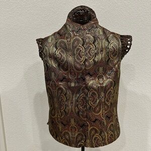 Vintage Coldwater Creek Metallic Paisley Vest 🍷✨